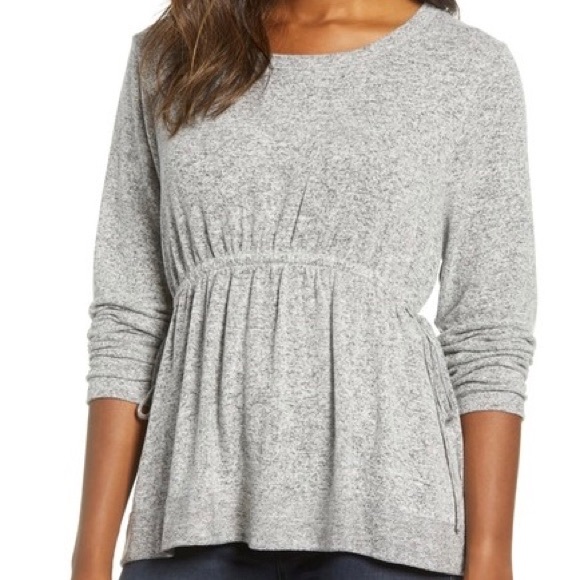 Caslon Tops - Caslon || Cozy Tie Waist Peplum Top Small